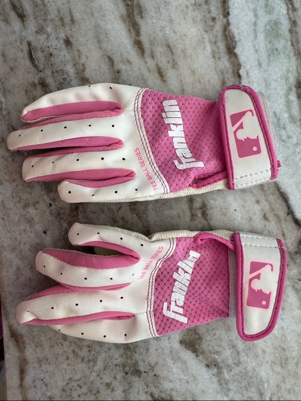Franklin Pink & White Youth Batting Gloves XS